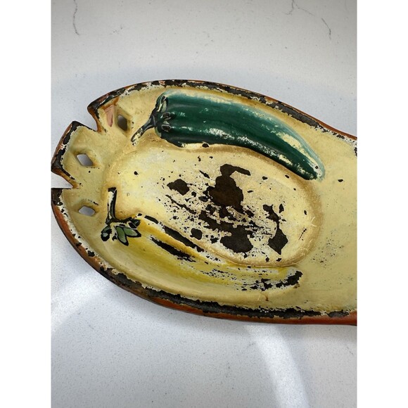 Vintage Mexican Cast Iron Spoon Rest Wall Mount Chili Pepper Design Folk Art - Picture 7 of 8